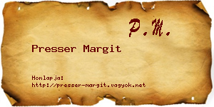 Presser Margit névjegykártya